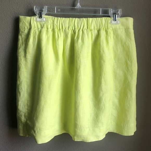 New J. Crew Boardwalk Linen Yellow skirt size 12 - Picture 4 of 8